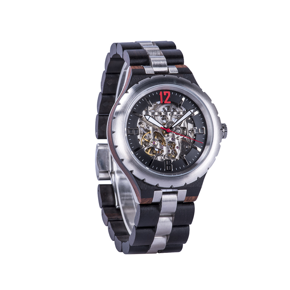 Edenhölzer Holzuhr Herren Armbanduhr Automatik Waiheke Holzarmband ED085-005 – Bild 2