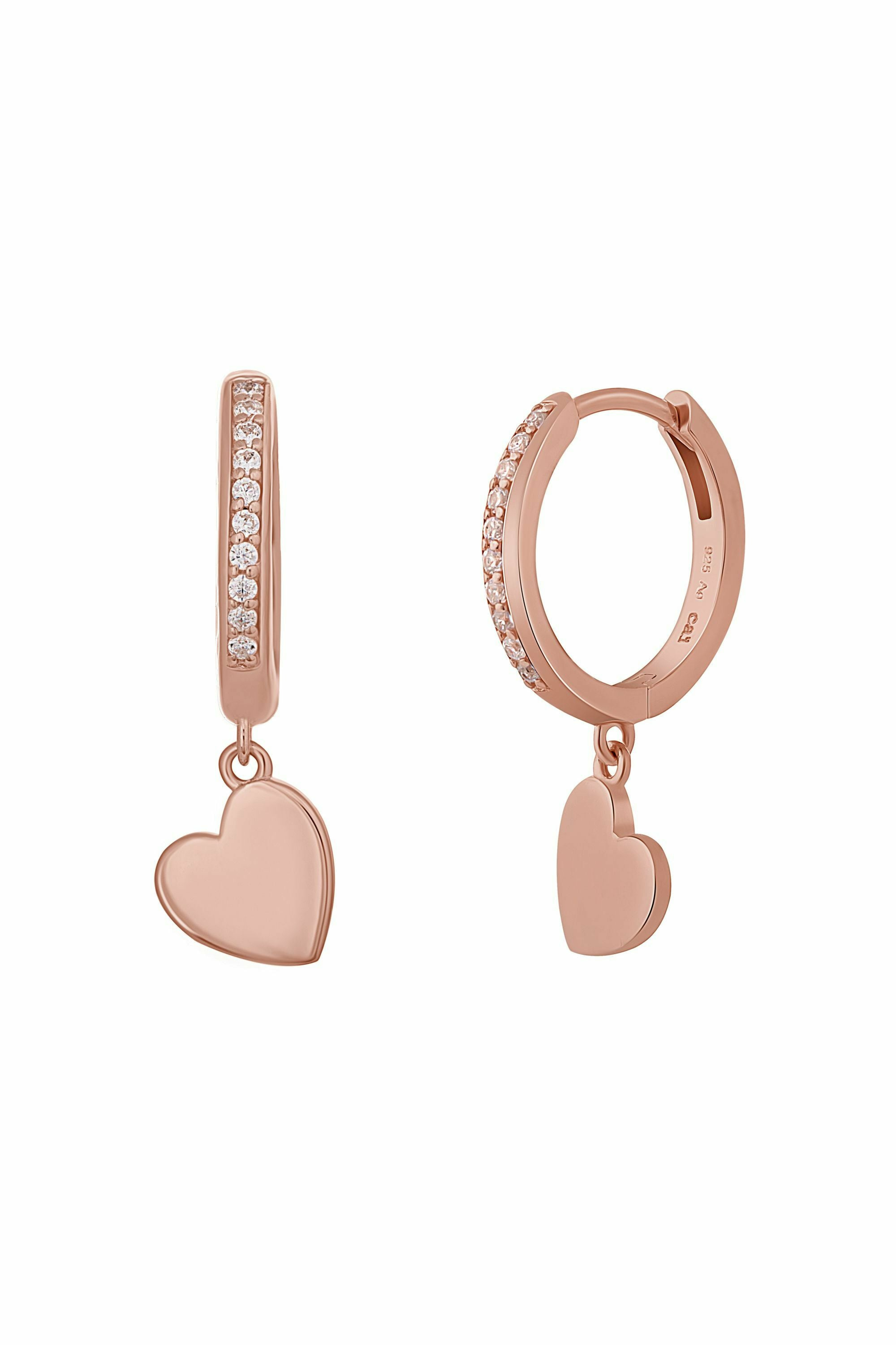 Creole 925 Sterling Silber rosé vergoldet Herz Zirkonia 41184872497246 – Bild 2