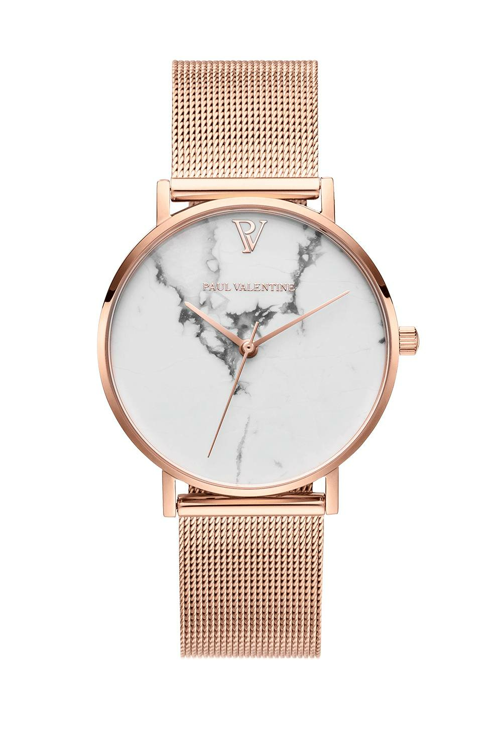 Paul Valentine Damen Armbanduhr WHITE MARBLE ROSE GOLD MESH 38 MM PV381011 – Bild 3