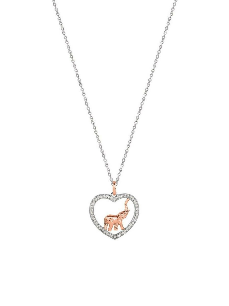 XENOX Damen Halskette Zirkonia Herz Anhänger mit Elefant Collier Bicolor XS1538R XENOX Damen Halskette Zirkonia Herz Anhänger mit Elefant Collier Bicolor XS1538R
