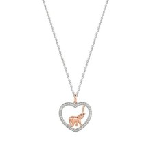 XENOX Damen Halskette Zirkonia Herz Anhänger mit Elefant Collier Bicolor XS1538R XENOX Damen Halskette Zirkonia Herz Anhänger mit Elefant Collier Bicolor XS1538R