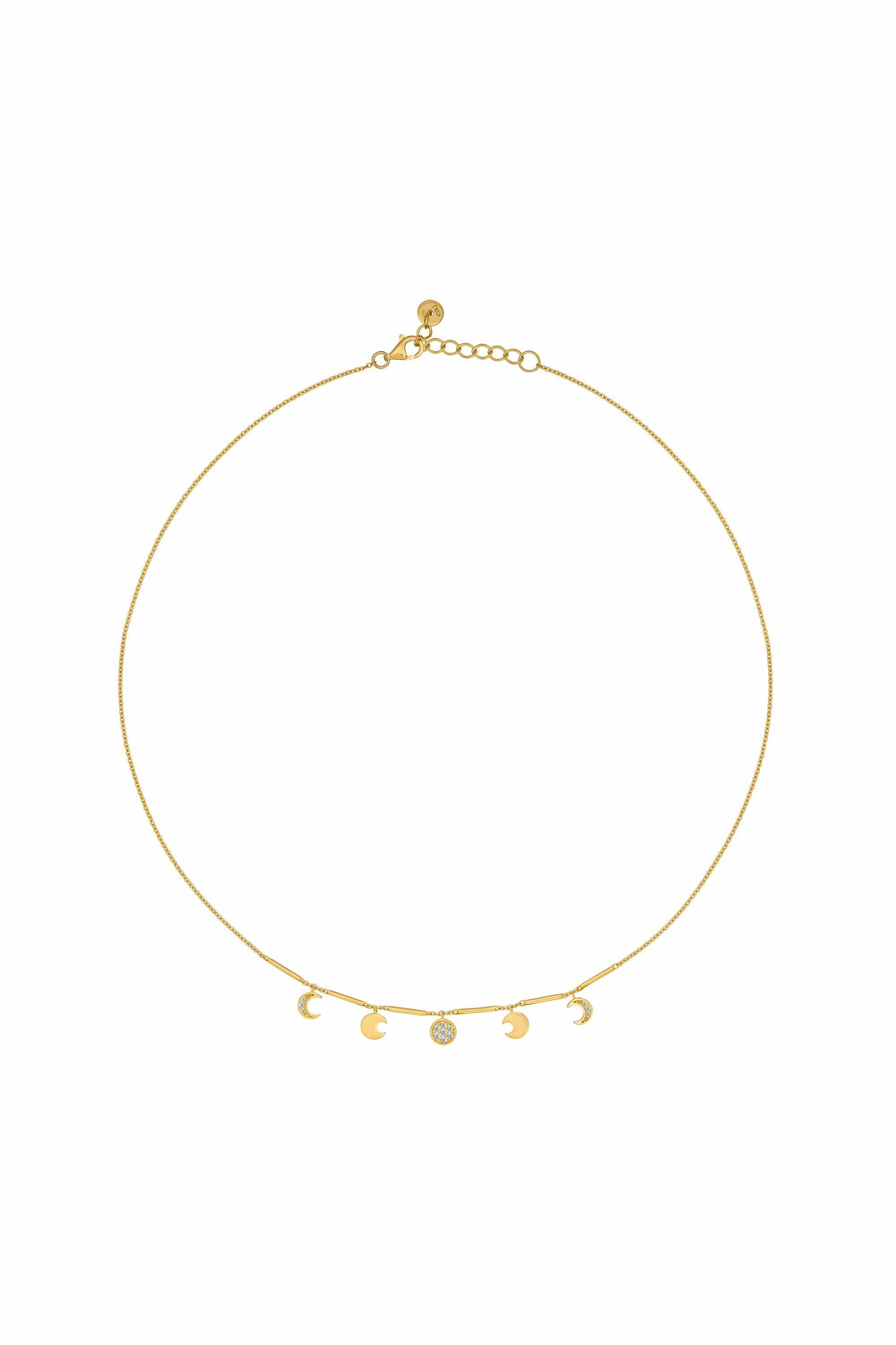 Halskette 925 Silber vergoldet Anhänger Mondphasen Zirkonia 41185098334302 Halskette 925 Silber vergoldet Anhänger Mondphasen Zirkonia 41185098334302