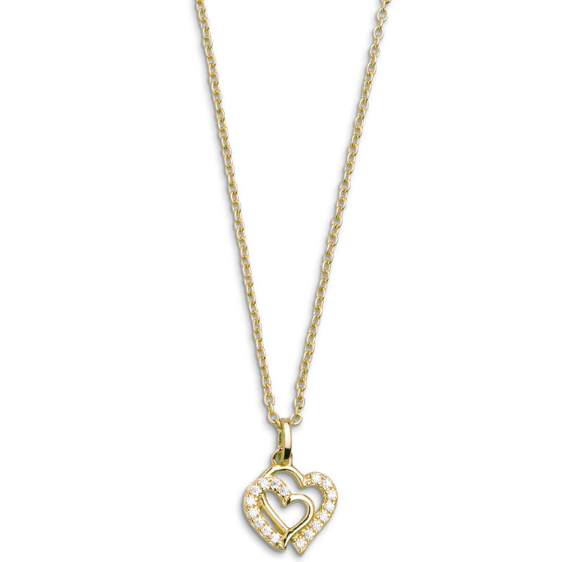 Xenox Damen Halskette mit Herzen Anhänger mit Zirkonia Gold XS3418GK – Bild 2