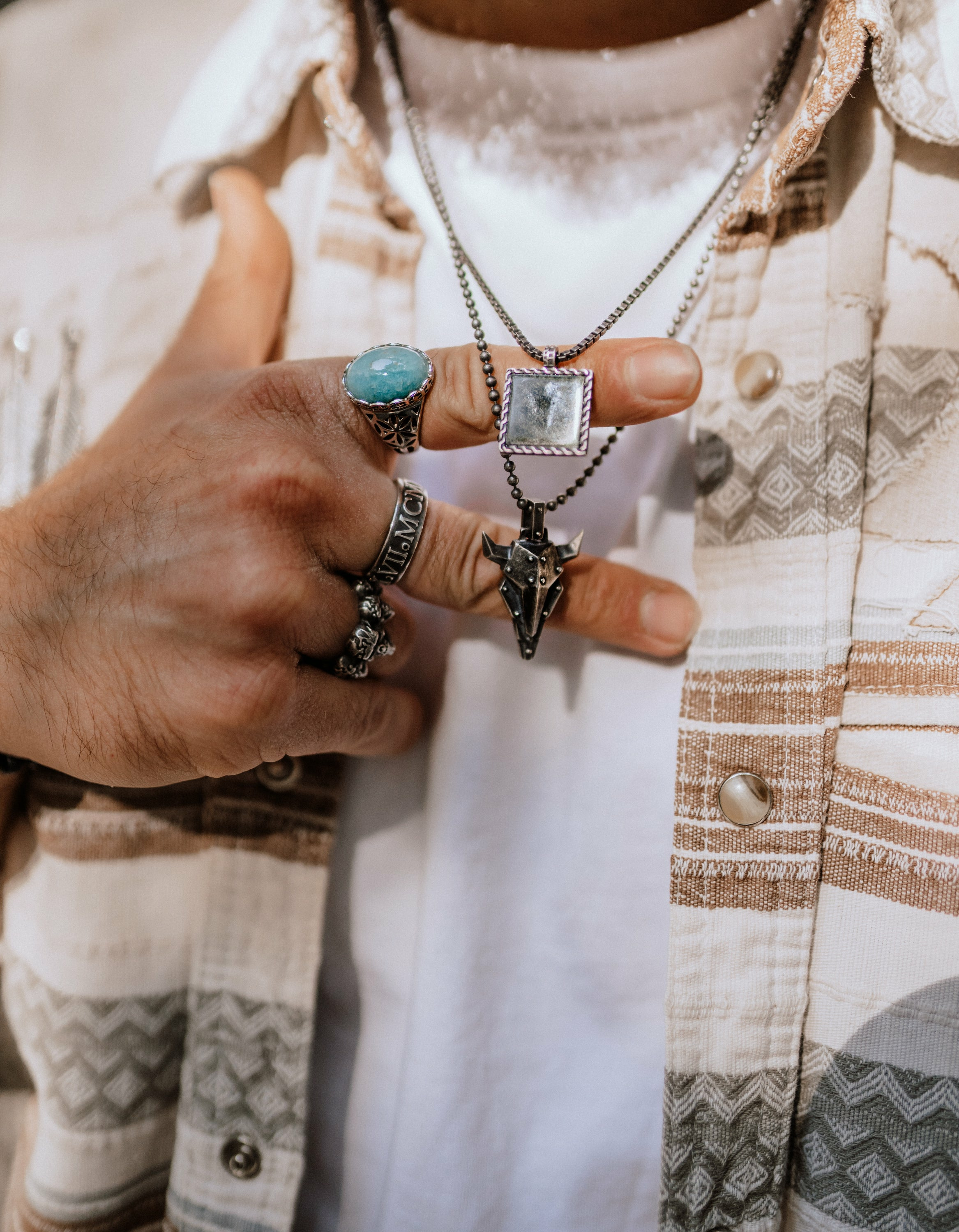 Anhänger mit Kette 925/- Silber oxidiert Bullhead 41184471908446 – Bild 2