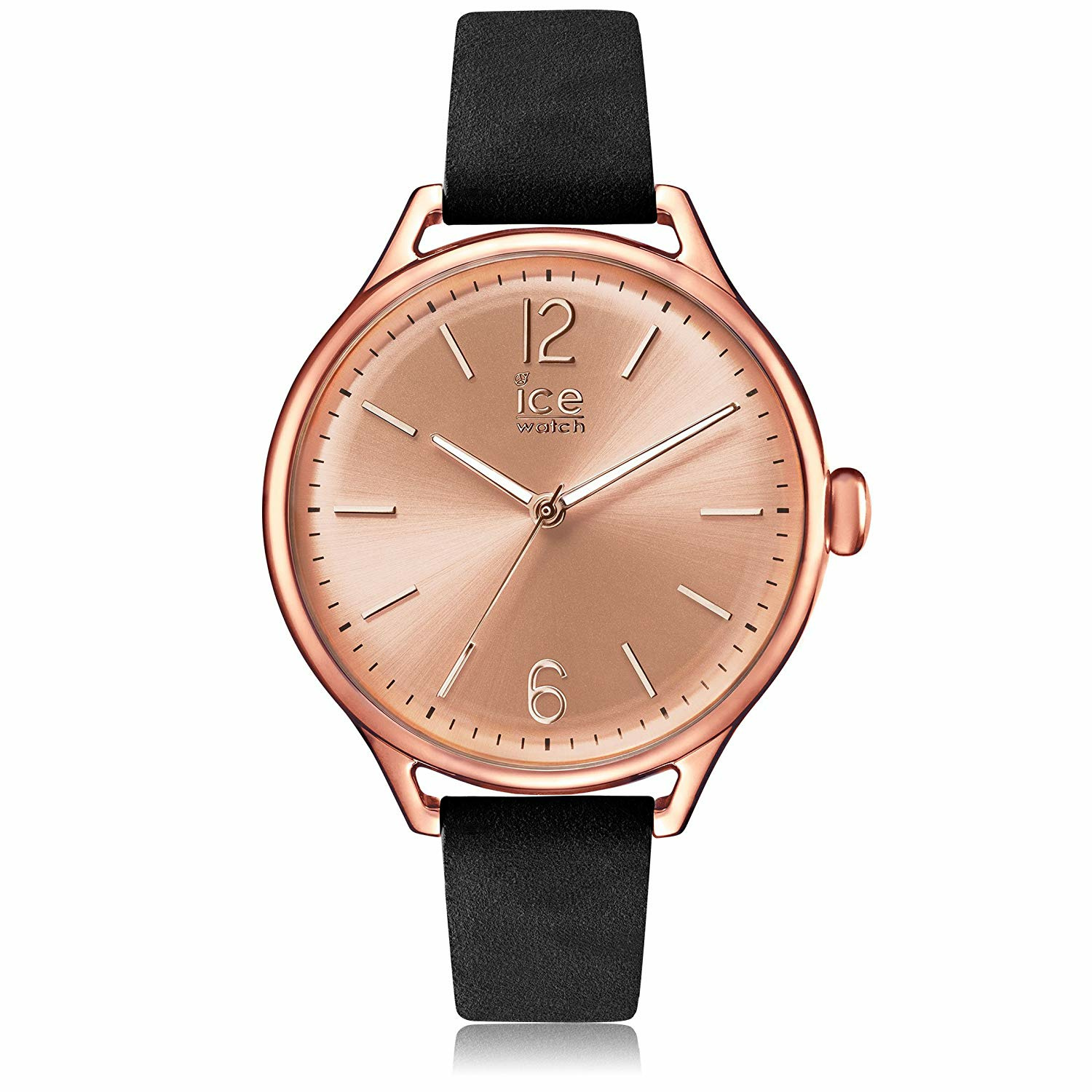 Ice-Watch - Ice Time Black Rose-Gold - Schwarz Damenuhr mit Lederarmband - 01305... Ice-Watch - Ice Time Black Rose-Gold - Schwarz Damenuhr mit Lederarmband - 01305...