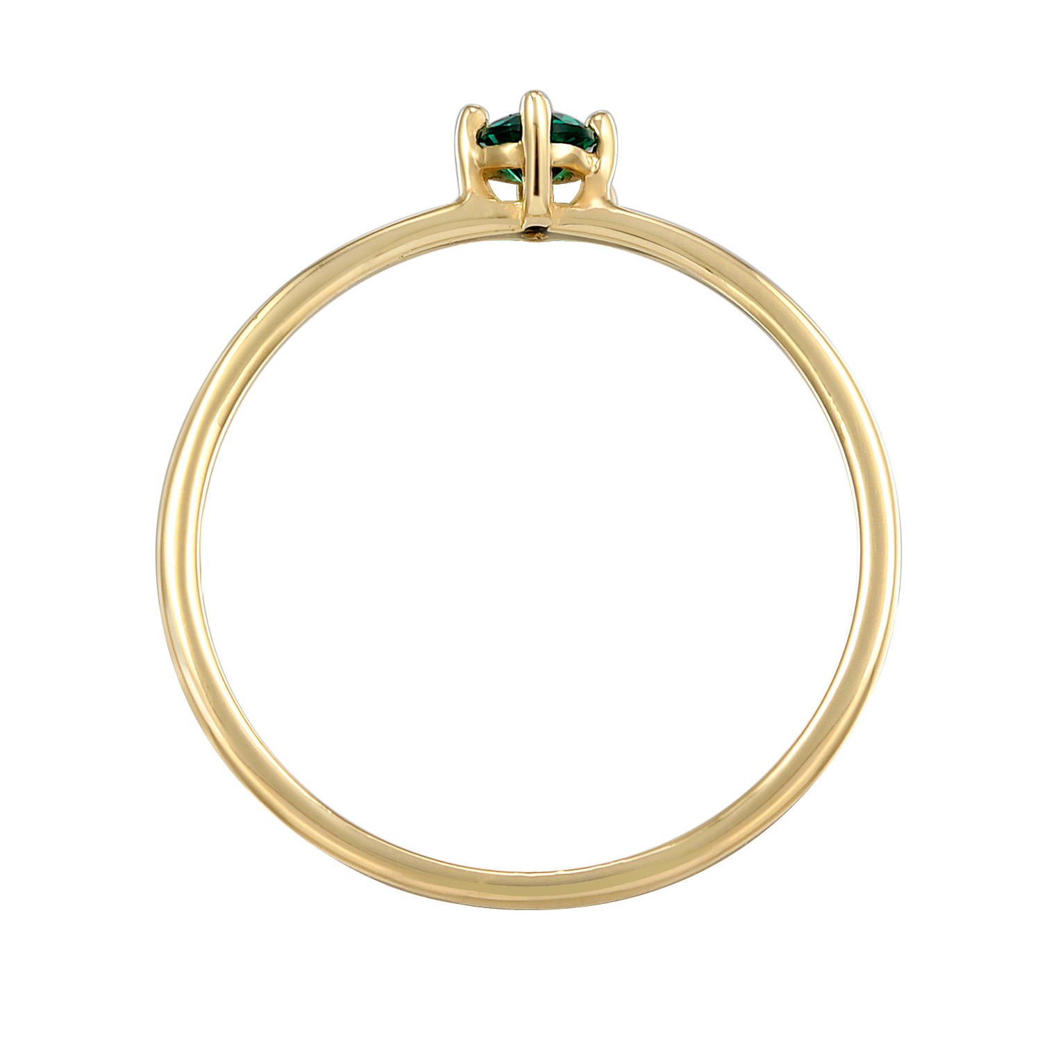 Ring Synthetischer Smaragd Solitär 375er Gelbgold – Bild 3