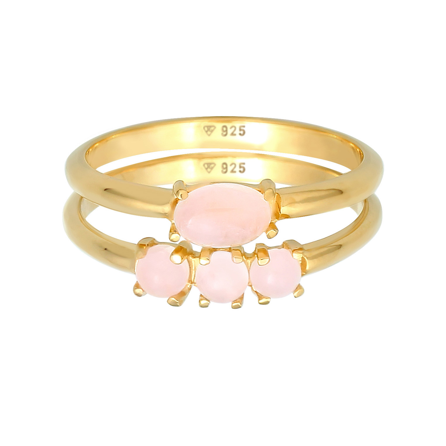 Ring Quarz Rosa Stapelringe 2er Set 925 Silber Ring Quarz Rosa Stapelringe 2er Set 925 Silber