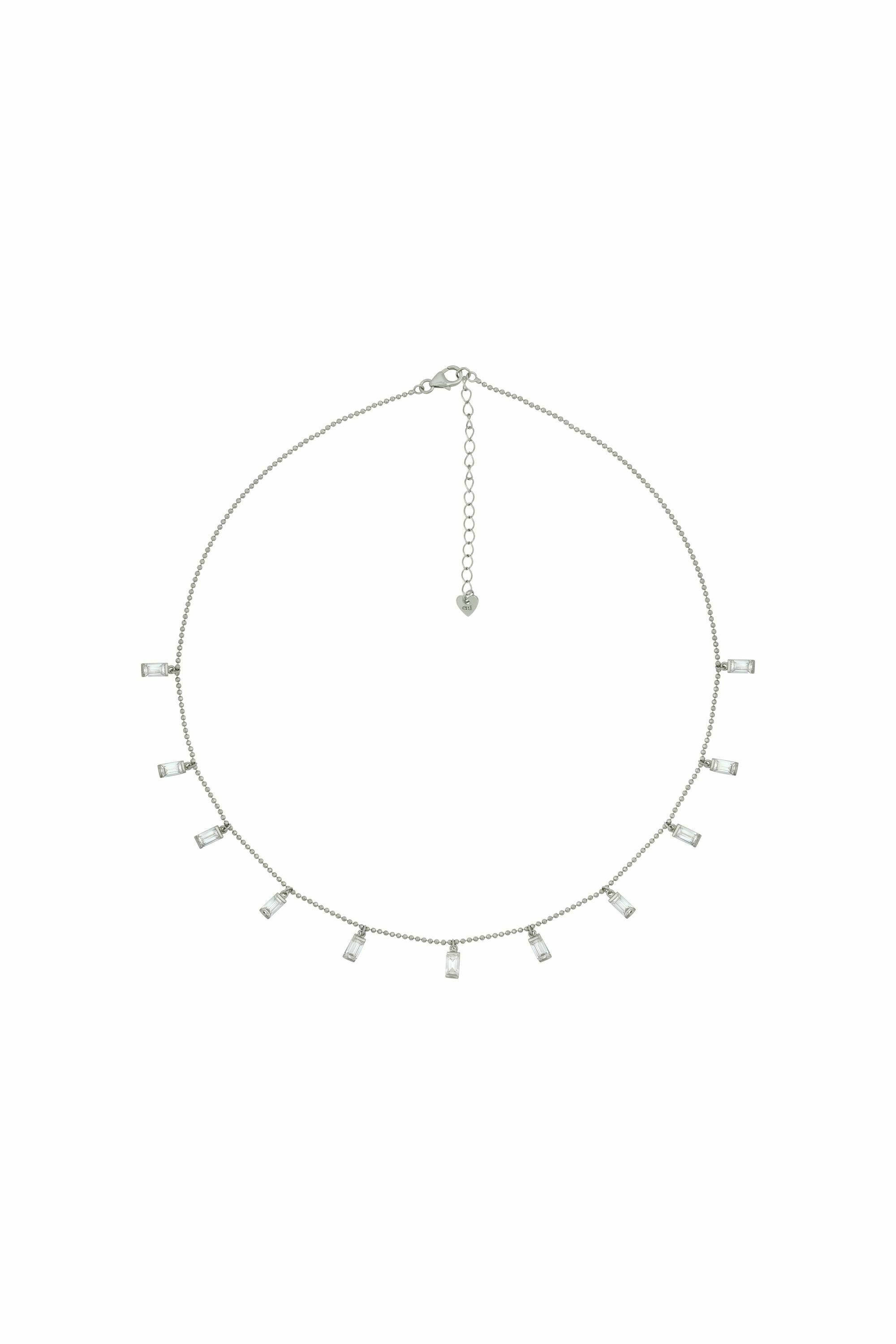 Collier 925/- Sterling Silber rhodiniert Anhänger Zirkonia Baguette 411847976223... Collier 925/- Sterling Silber rhodiniert Anhänger Zirkonia Baguette 411847976223...