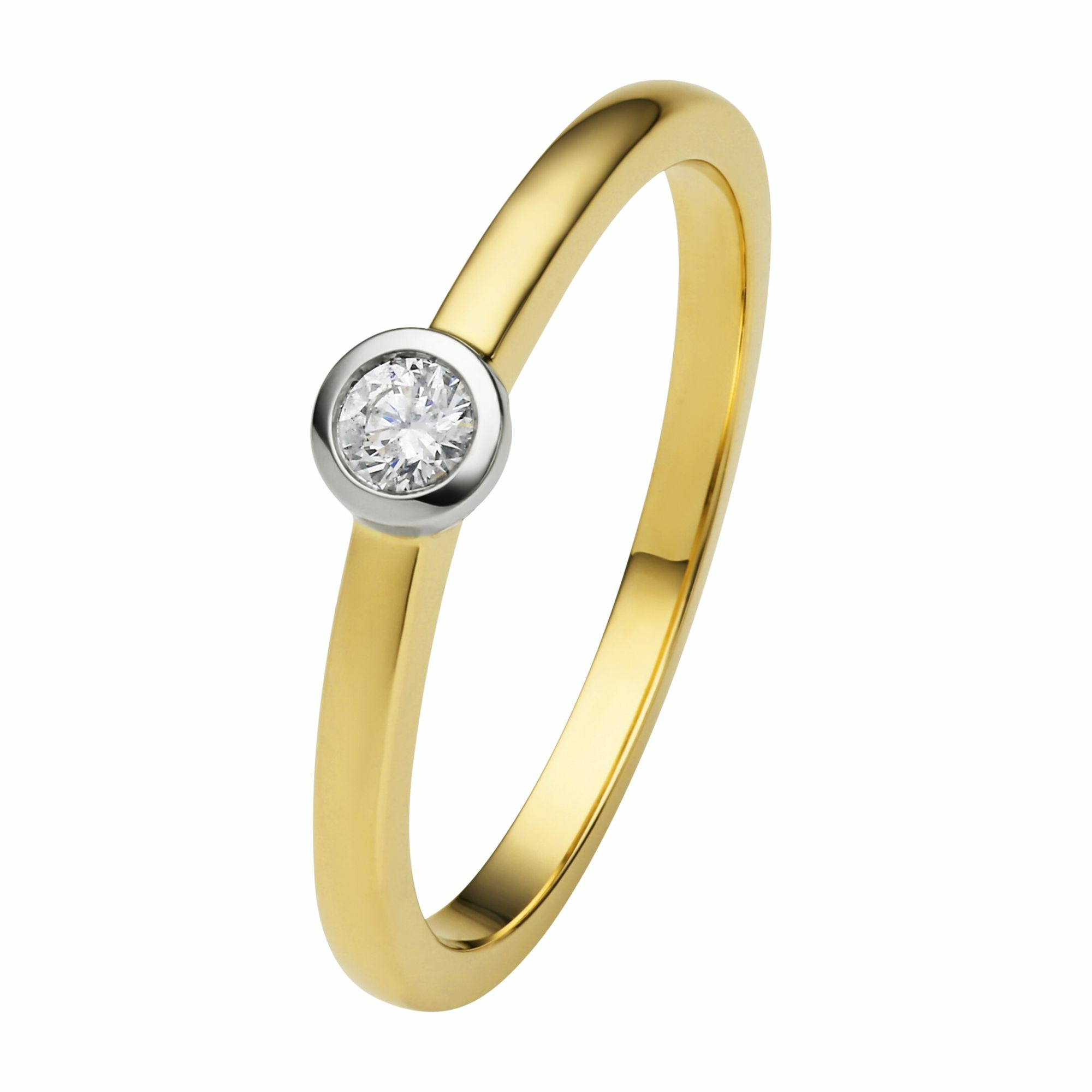 0.1 ct  Diamant Brillant Zarge Ring aus 585 Gelbgold – Bild 3