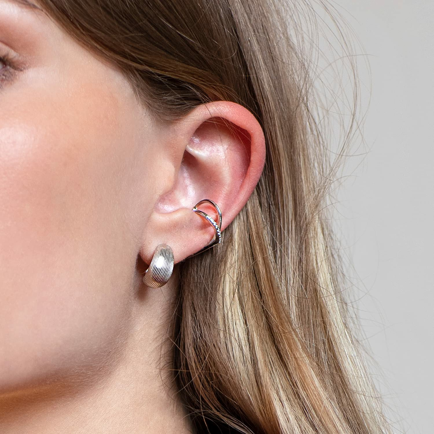 Xenox Damen Design Ohrstecker Ohrschmuck Sterling Silber 925 - Leaf XS1869 – Bild 3