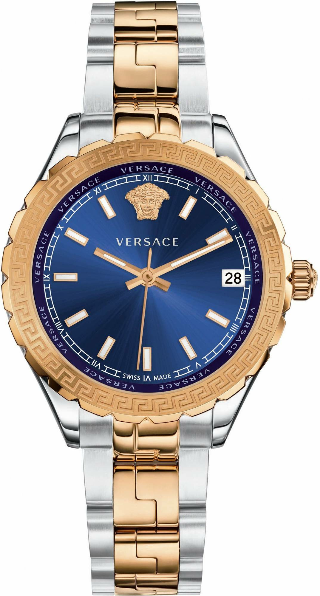 Versace Hellenyium Damenuhr rosegold Silber Gehäuse Blaues Zifferblatt 35mm V120... Versace Hellenyium Damenuhr rosegold Silber Gehäuse Blaues Zifferblatt 35mm V120...