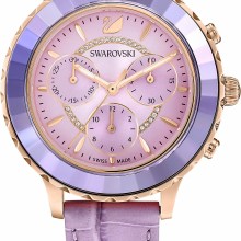 Swarovski Octea Lux Chrono Uhr, Schweizer Produktion, mit Lederarmband in Violet... Swarovski Octea Lux Chrono Uhr, Schweizer Produktion, mit Lederarmband in Violet...