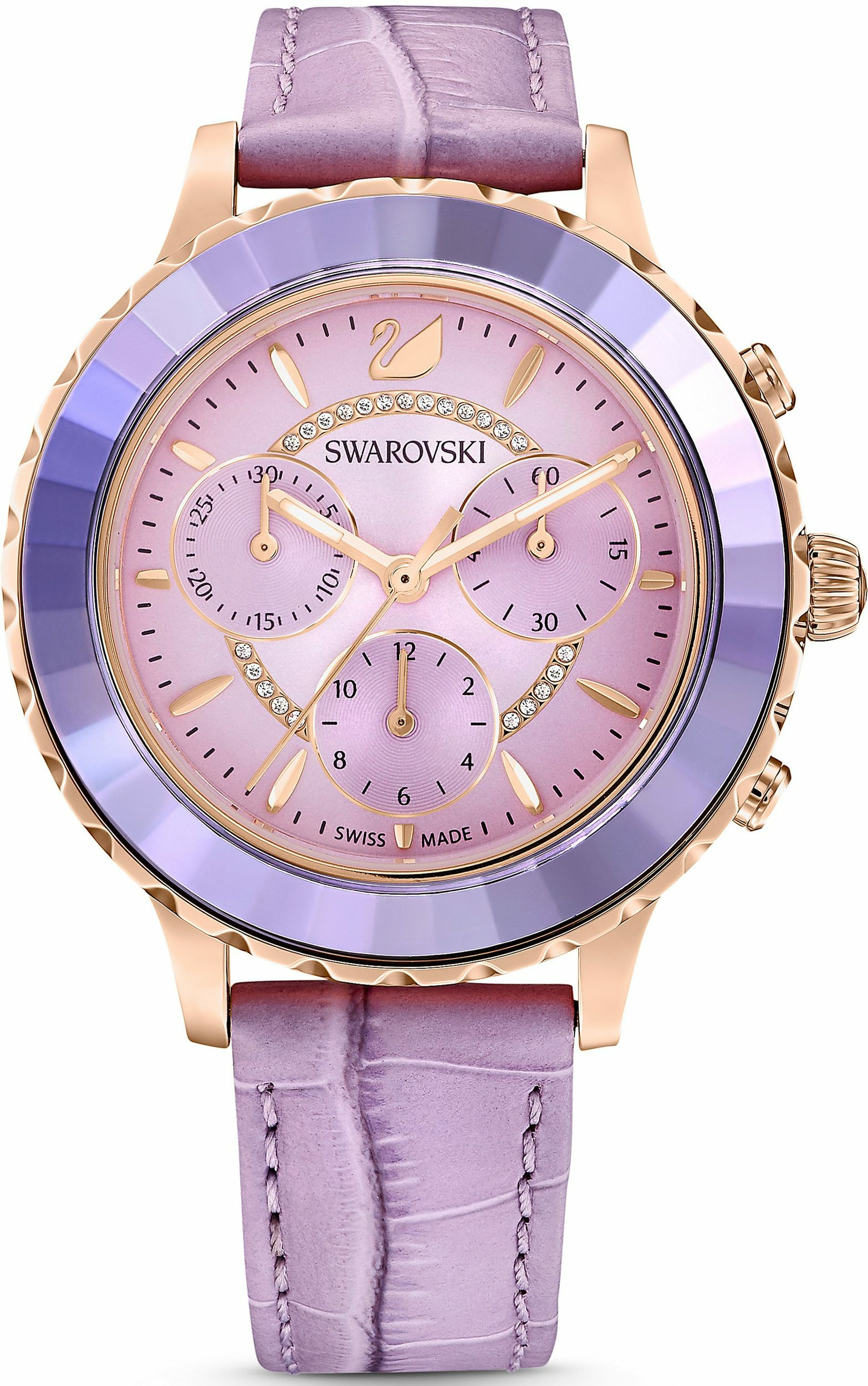 Swarovski Octea Lux Chrono Uhr, Schweizer Produktion, mit Lederarmband in Violet... Swarovski Octea Lux Chrono Uhr, Schweizer Produktion, mit Lederarmband in Violet...