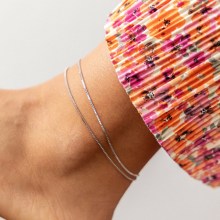 Fußkette 925/- Sterling Silber rhodiniert Venezianer Kette zweireihig 4118467991... Fußkette 925/- Sterling Silber rhodiniert Venezianer Kette zweireihig 4118467991...