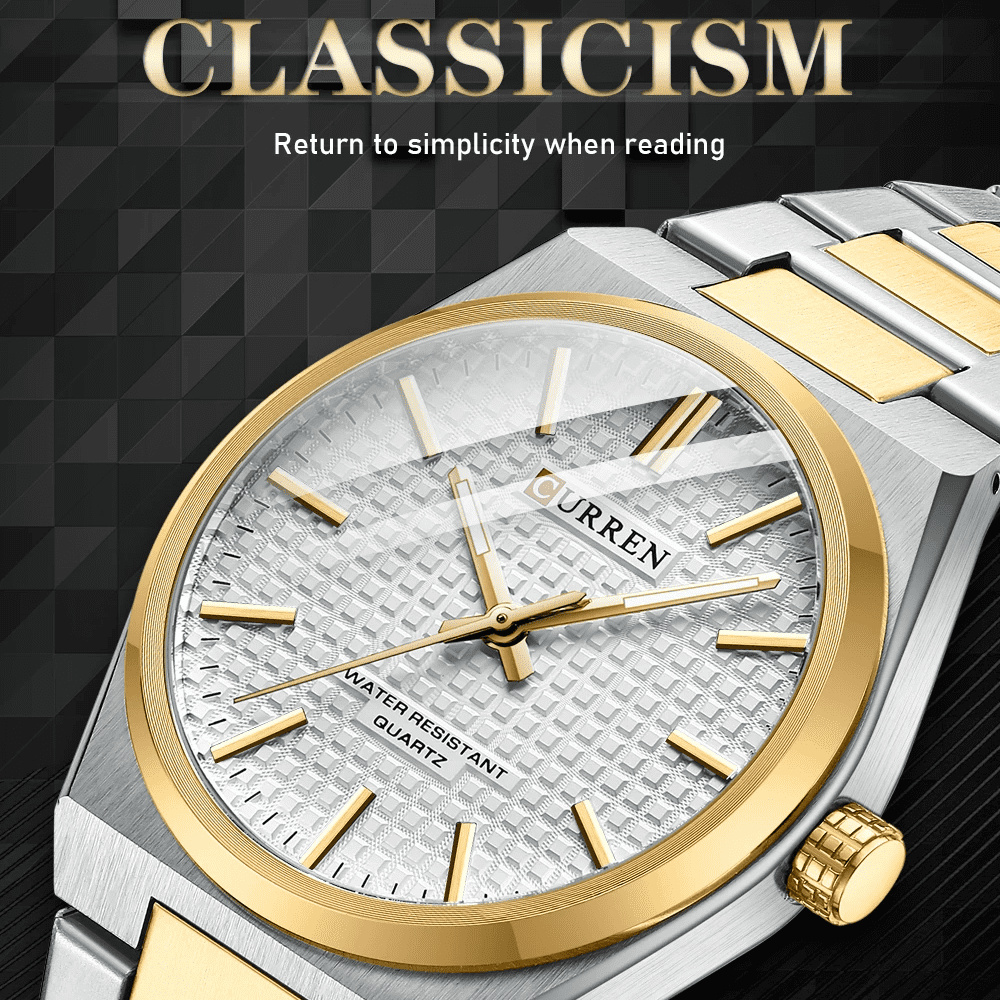 CURREN Men%27s Quartz Wristwatch with Stainless Steel Strap and Luminous Hands 843...