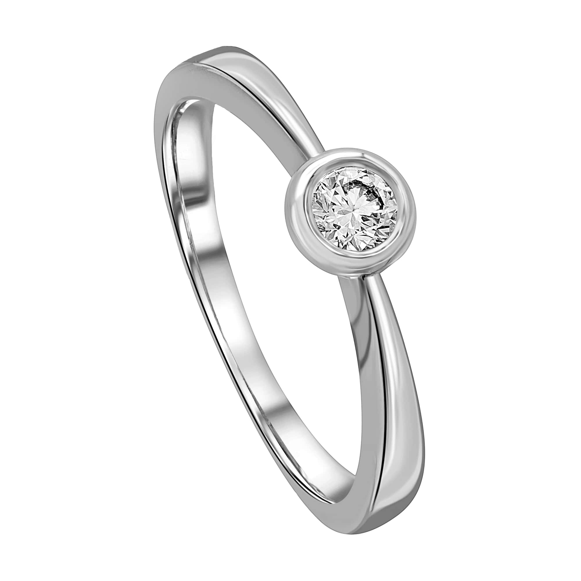 0.1 ct  Diamant Brillant Zarge Ring aus 585 Weißgold 0.1 ct  Diamant Brillant Zarge Ring aus 585 Weißgold