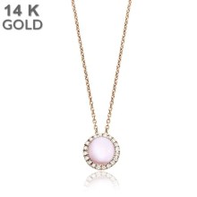 Collier 14ct.Roségold Diamanten/Rosenquarz Collier 14ct.Roségold Diamanten/Rosenquarz