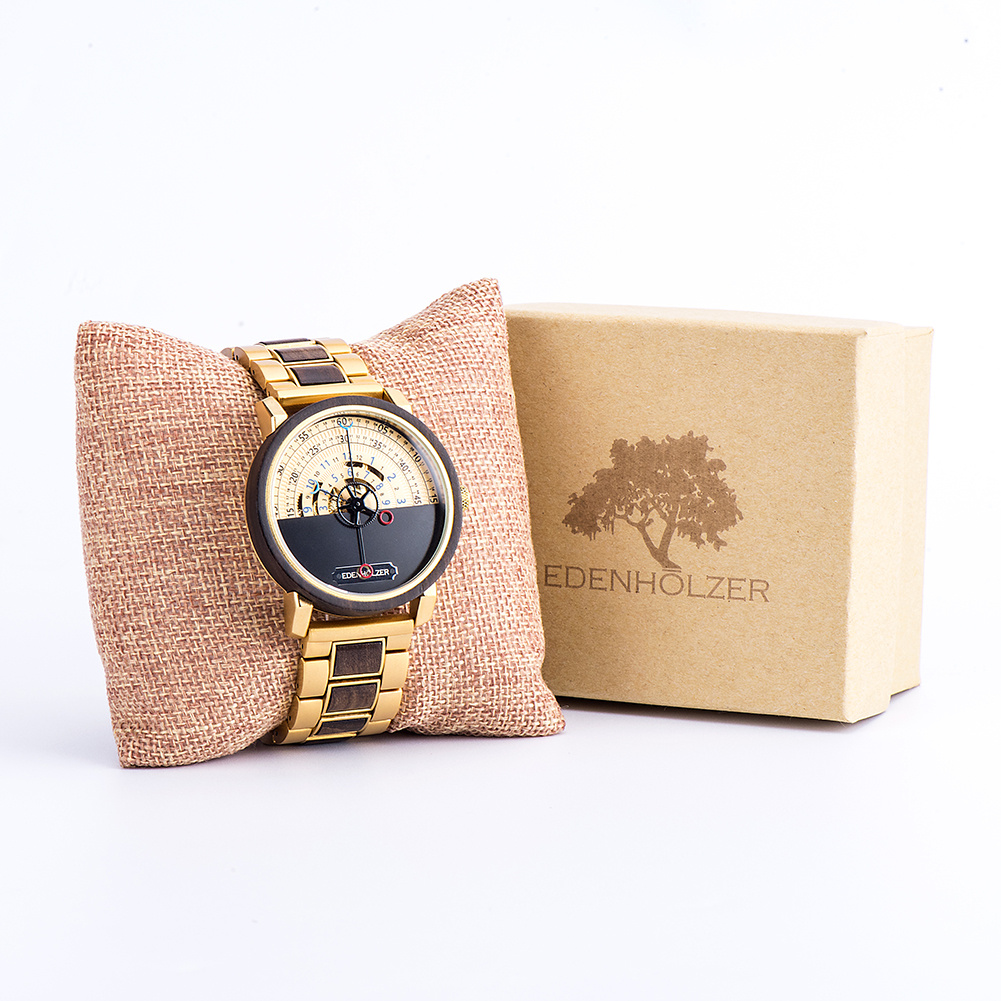 Edenhölzer Automatik Armbanduhr open life Holzuhr Nevis ED097-001 – Bild 2