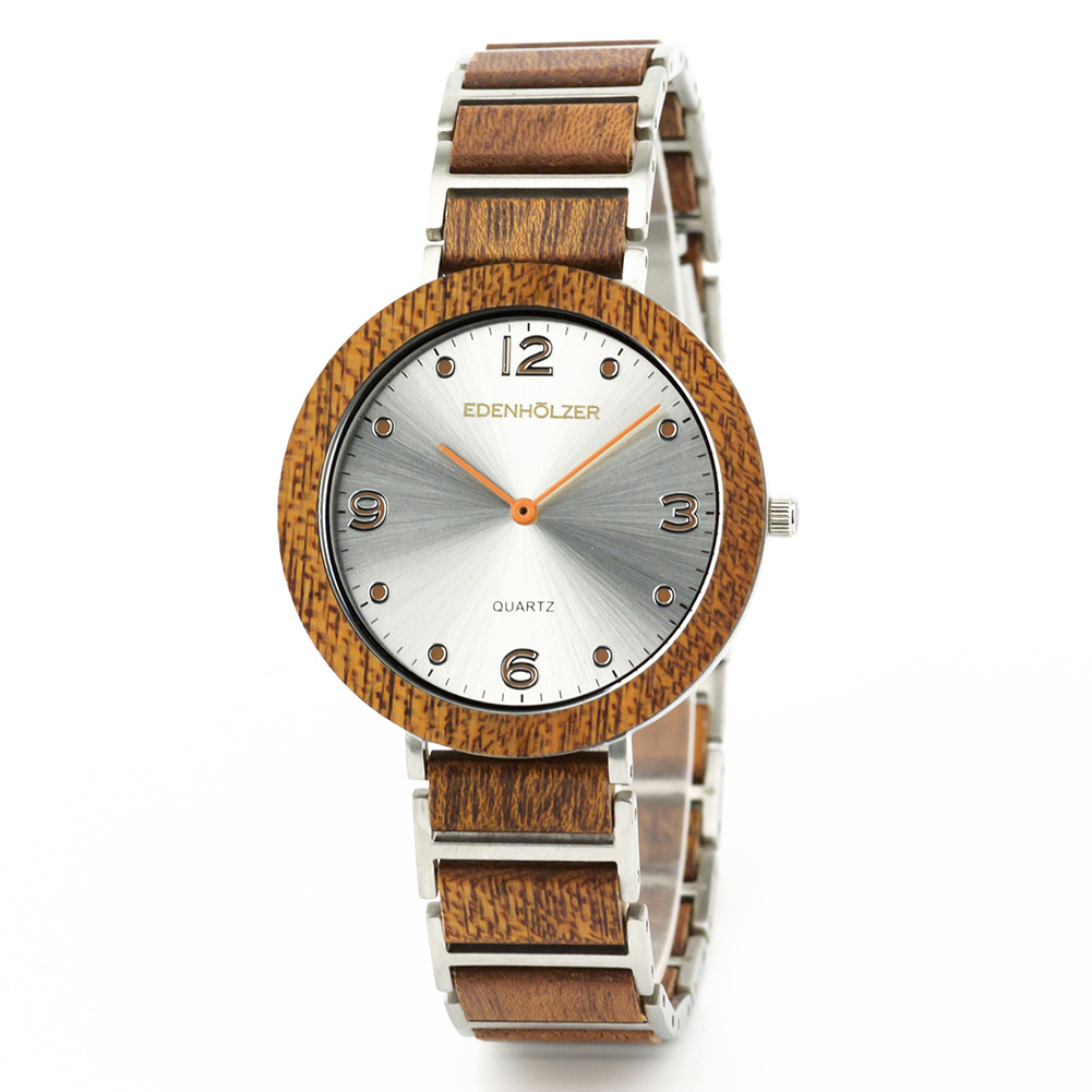 Edenhölzer Holzuhr Damen Armbanduhr Quarz Holzarmband Uhr Hardlex Flores – Bild 2