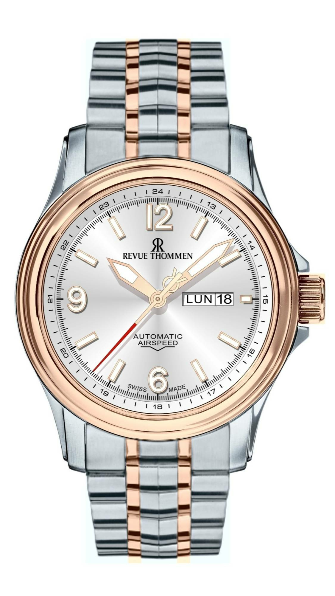 Revue Thommen Uhr Herren Air Speed Xlarge Silber Bicolor 16040.2452 Revue Thommen Uhr Herren Air Speed Xlarge Silber Bicolor 16040.2452