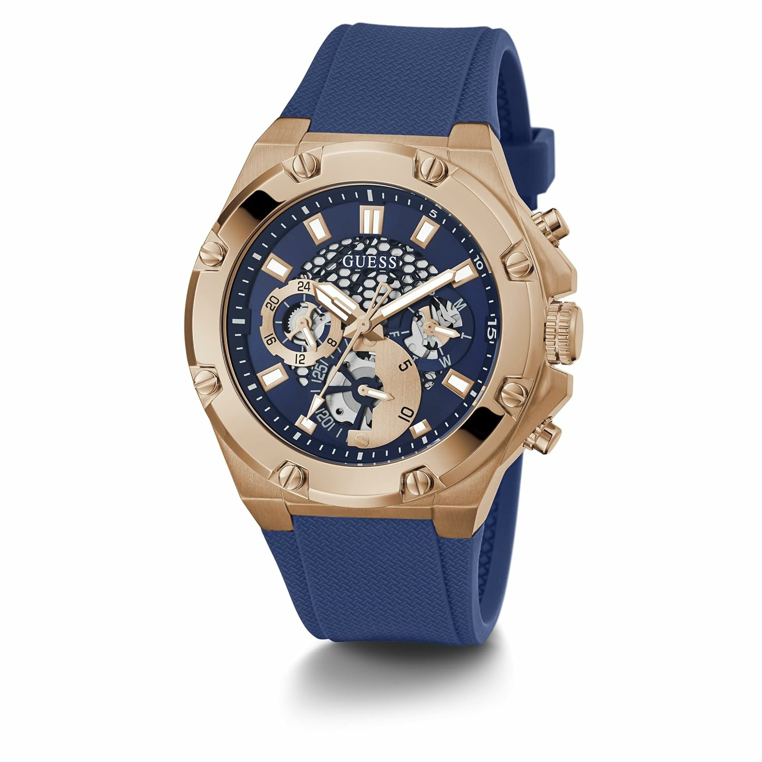 Guess Herren Armbanduhr Third Gear Multifunktion skeleton blau 46 mm GW0334G3 – Bild 2