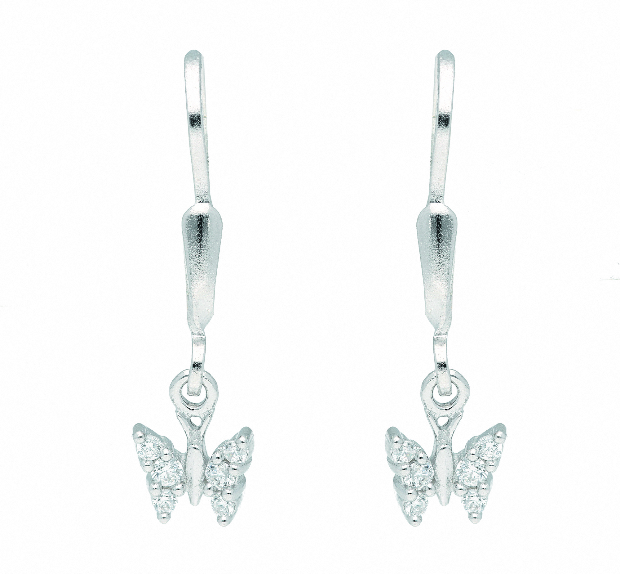 Damen 925 Silber Ohrringe  Ohrhänger Schmetterling mit Zirkonia – Bild 2