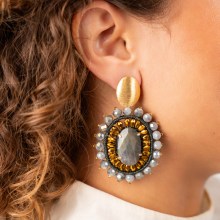 CE SI Oval L Crystal Double Tigereye - Marble Green/Gold CE SI Oval L Crystal Double Tigereye - Marble Green/Gold