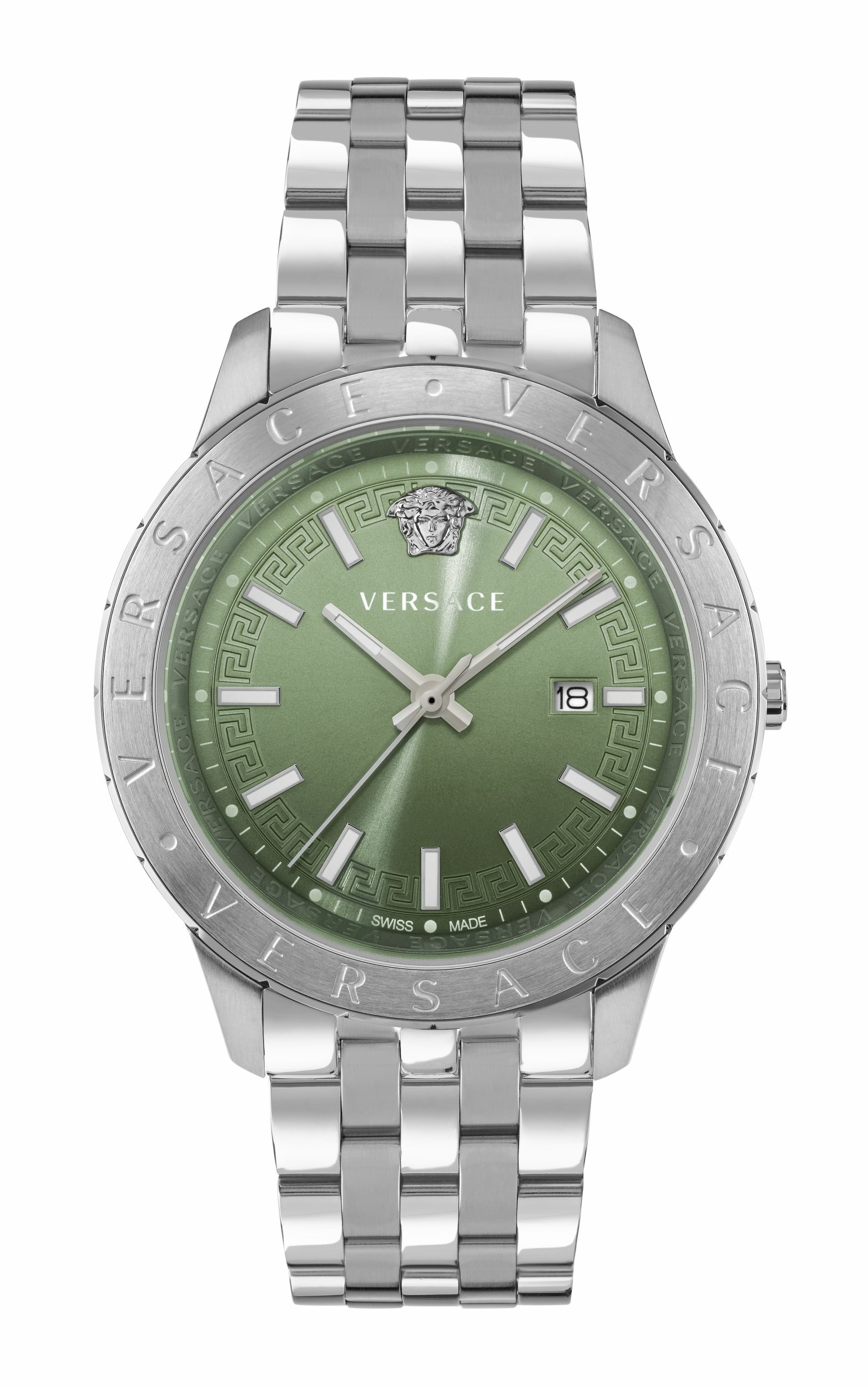 Versace Uhr Herren Univers Silber Grün Edelstahl 43 mm VE2C01225 Versace Uhr Herren Univers Silber Grün Edelstahl 43 mm VE2C01225