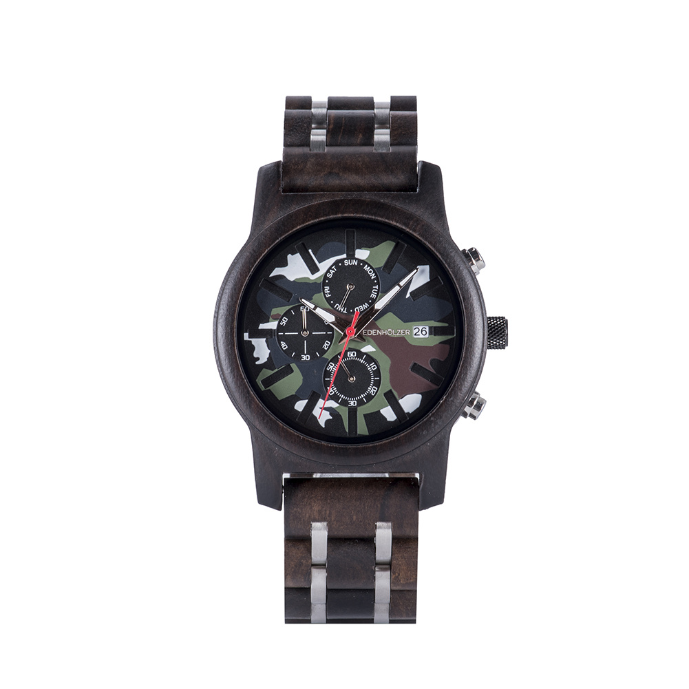 Edenhölzer Holzuhr Herren Armbanduhr Maui Camouflage Holzarmband ED096-002 Edenhölzer Holzuhr Herren Armbanduhr Maui Camouflage Holzarmband ED096-002