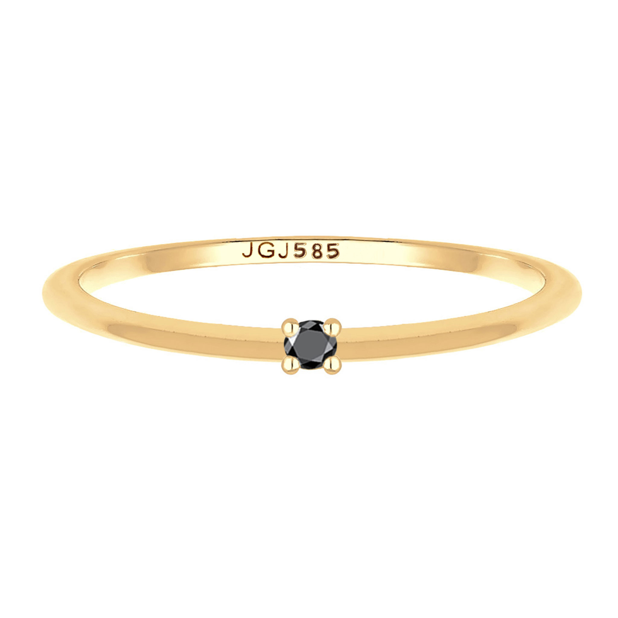 Ring Verlobung Solitär Diamant Schwarz Brillantschliff (0.003 ct) 585 Gelbgold Ring Verlobung Solitär Diamant Schwarz Brillantschliff (0.003 ct) 585 Gelbgold