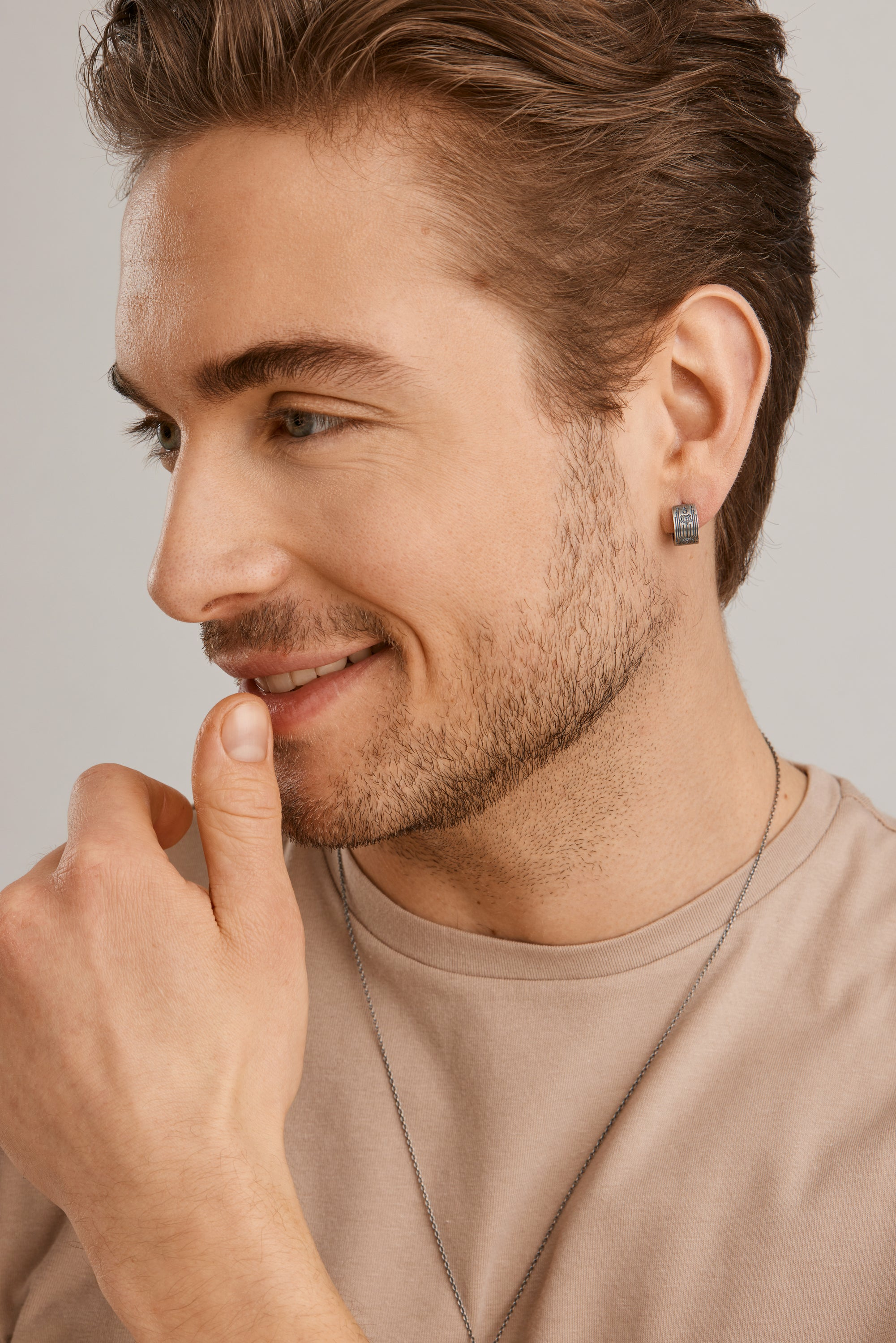 Single Creole 925 Silber matt oxidiert Tattoo Motiv 41185154007134 – Bild 2