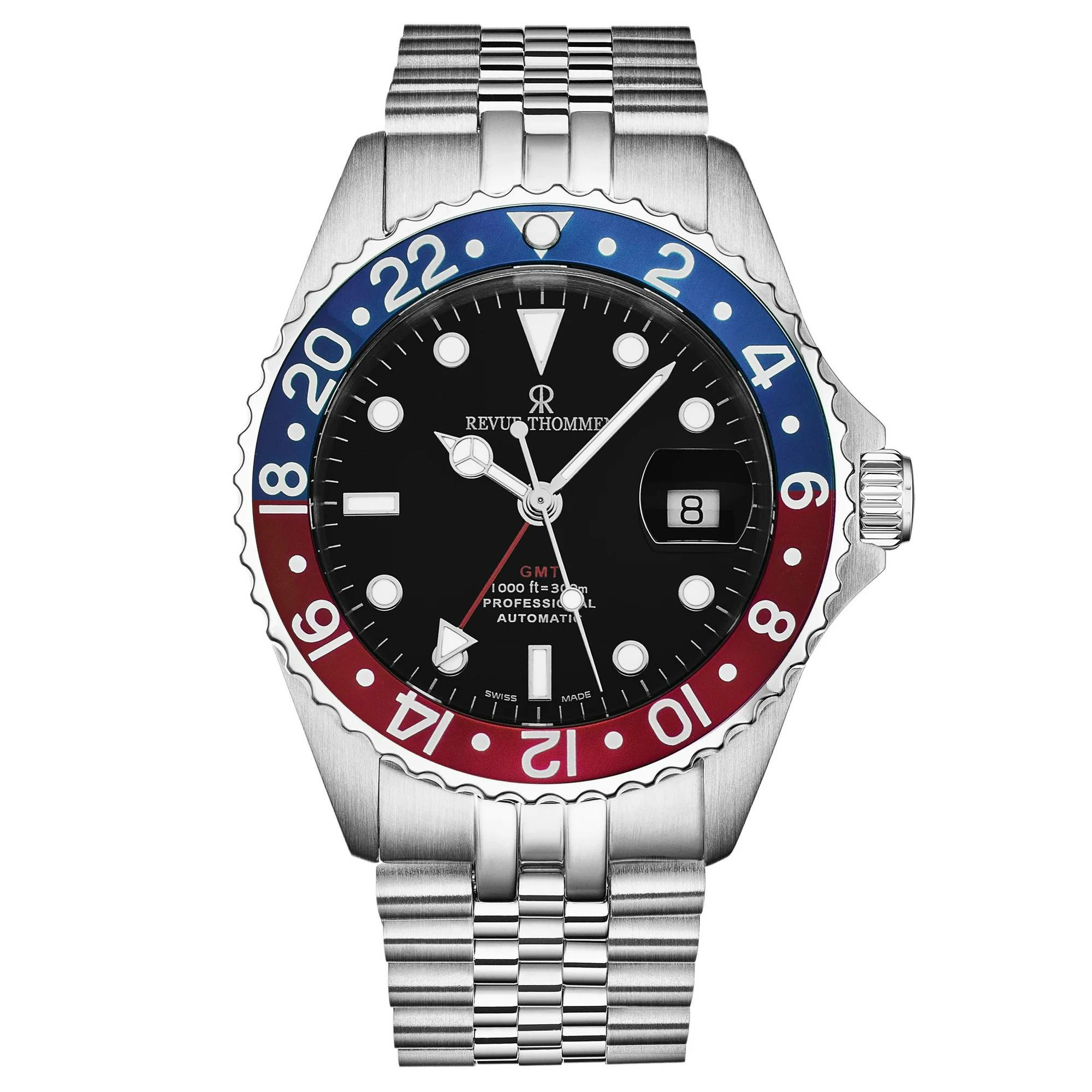 Revue Thommen Armbanduhr Automatic Diver' GMT Black Dial Blue and Red Armband E... – Bild 2