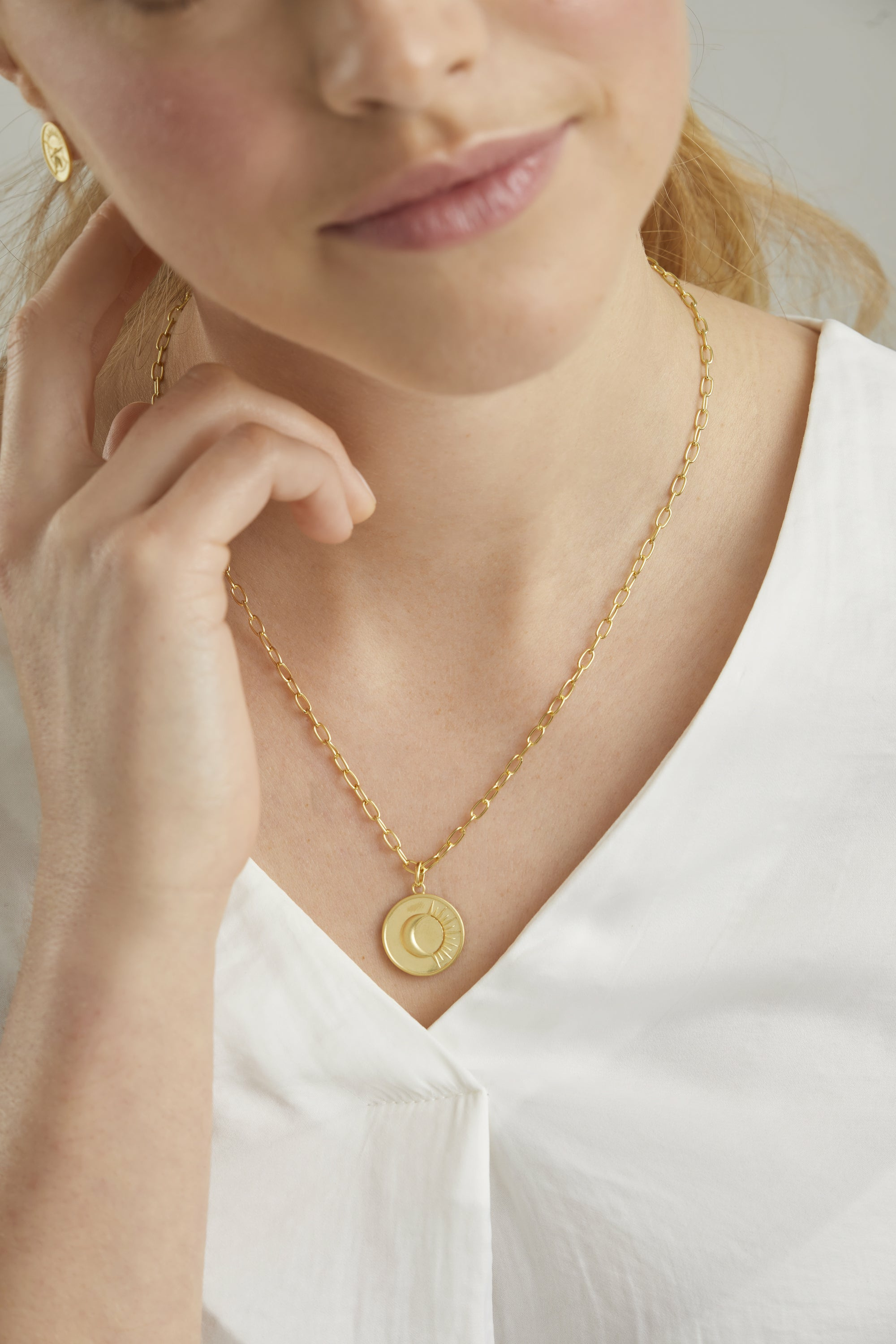 Halskette 925 Silber vergoldet Münze Kompass Sonne 41184819019870 – Bild 3