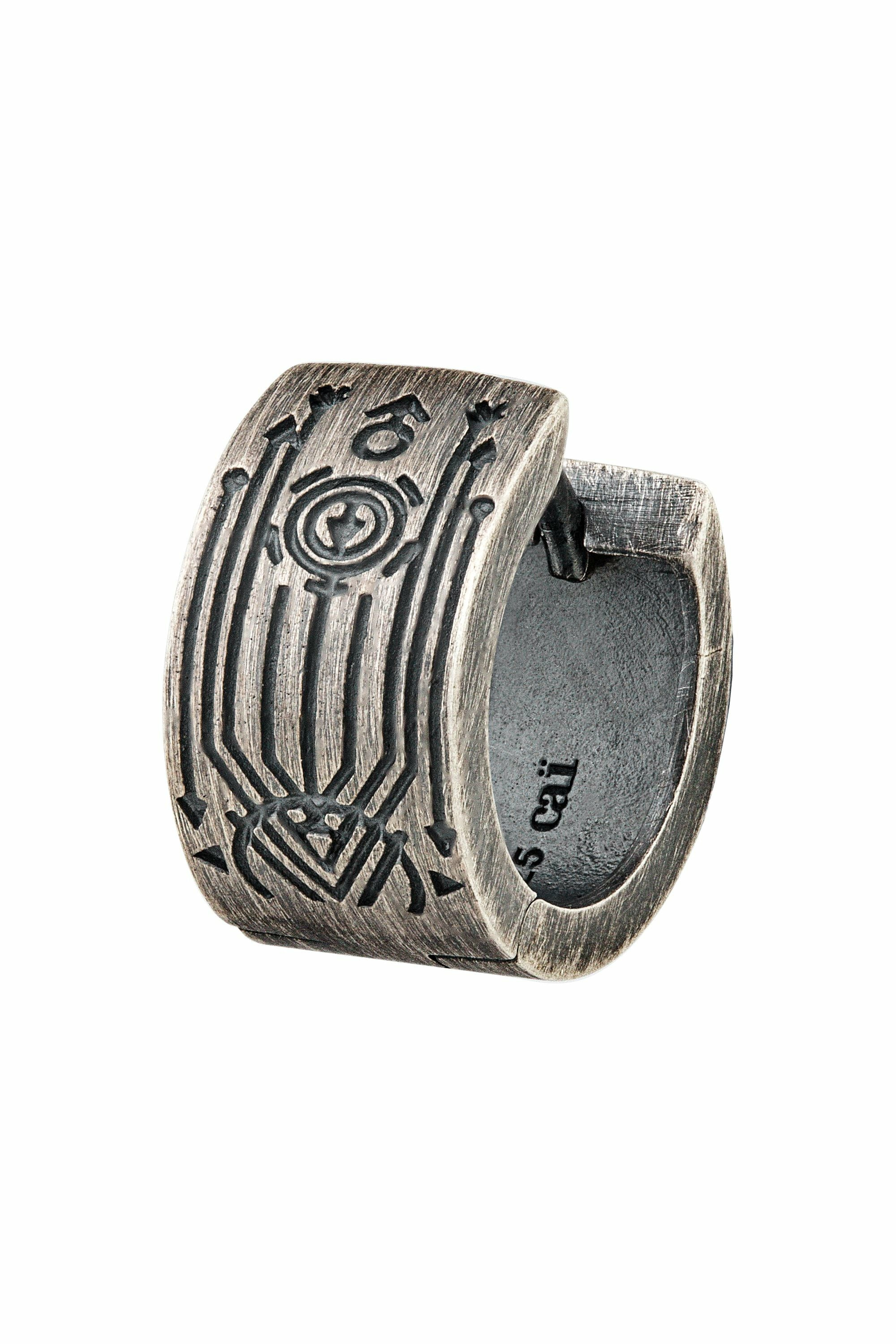 Single Creole 925 Silber matt oxidiert Tattoo Motiv 41185154007134 Single Creole 925 Silber matt oxidiert Tattoo Motiv 41185154007134