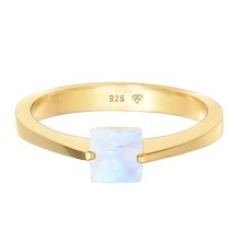 Ring Elli PREMIUM Ring Solitär Mondstein Edelstein Viereck 925 Silber Ring Elli PREMIUM Ring Solitär Mondstein Edelstein Viereck 925 Silber