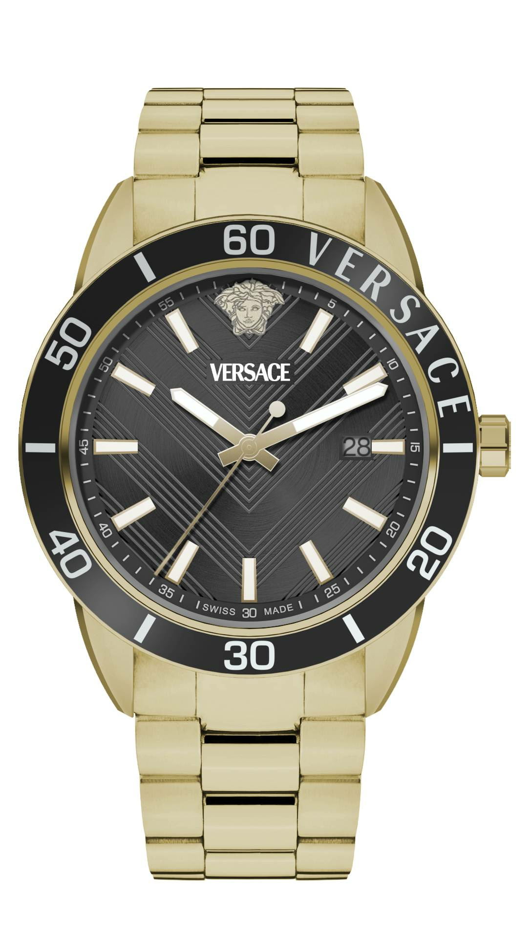 Versace Herren Armbanduhr Greca Urban schwarz gold VEYCA0724 – Bild 3