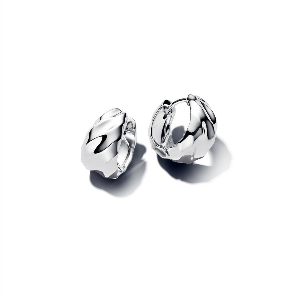 Pandora Damen-Creolen Ohrringe Wellig Silber 293874C00 Pandora Damen-Creolen Ohrringe Wellig Silber 293874C00