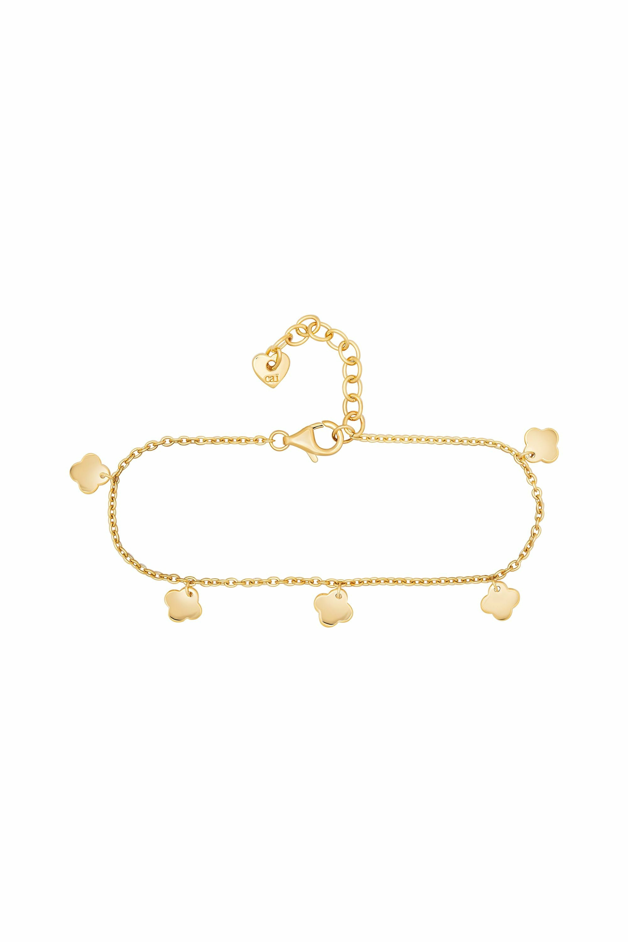 Fußkette 925 Sterling Silber gelb vergoldet Anhänger Clover Kleeblatt 4118496647...