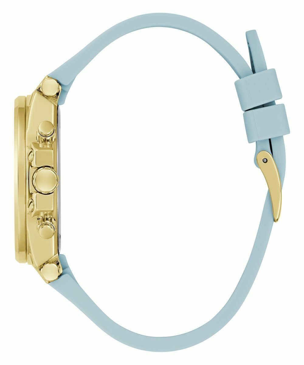 Guess Damen Multifunkion Armbanduhr CHARISMA hellblau, gold 38 mm GW0699L1 – Bild 3