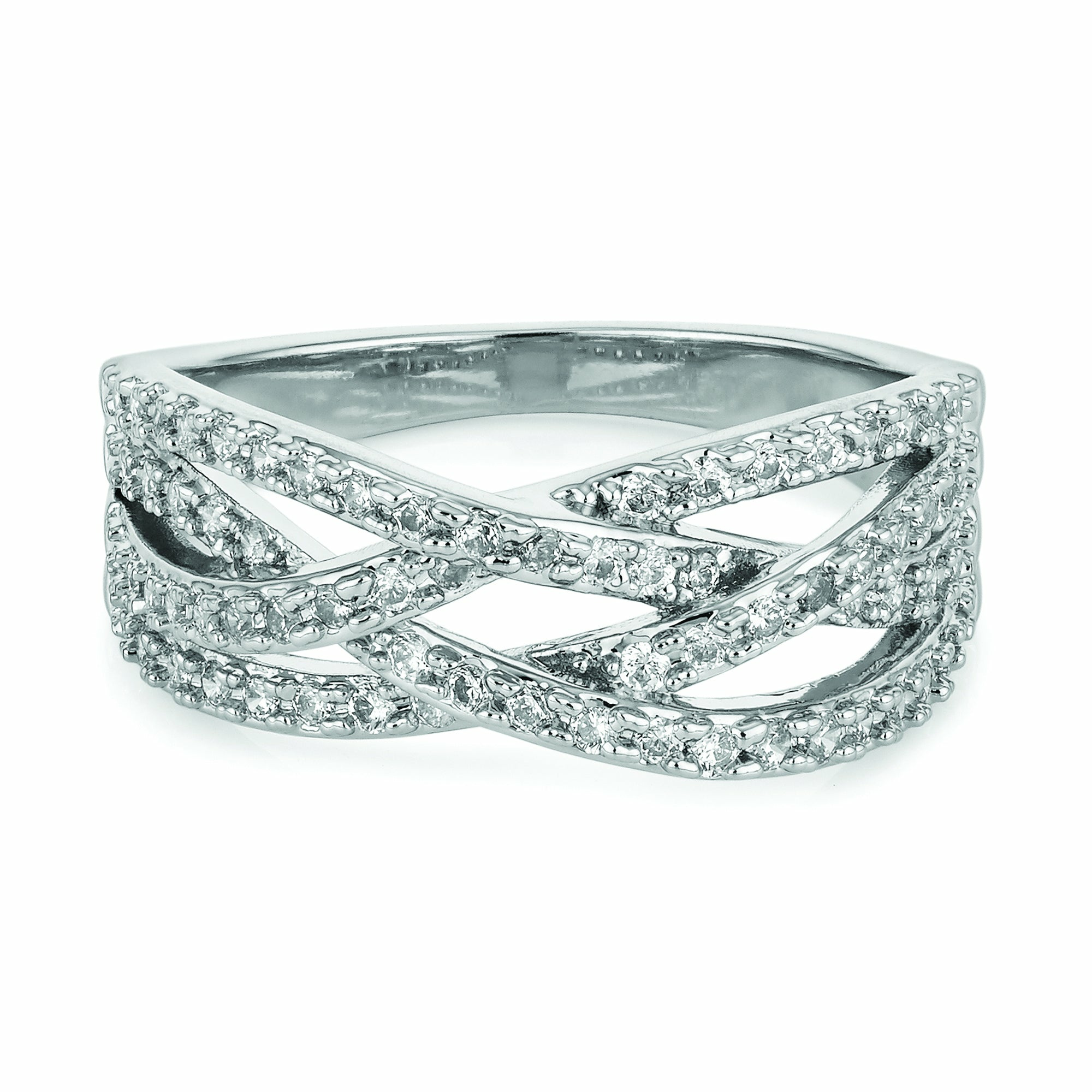 Buckley London Messing rhodiniert Kristalle Ring 41676701040734