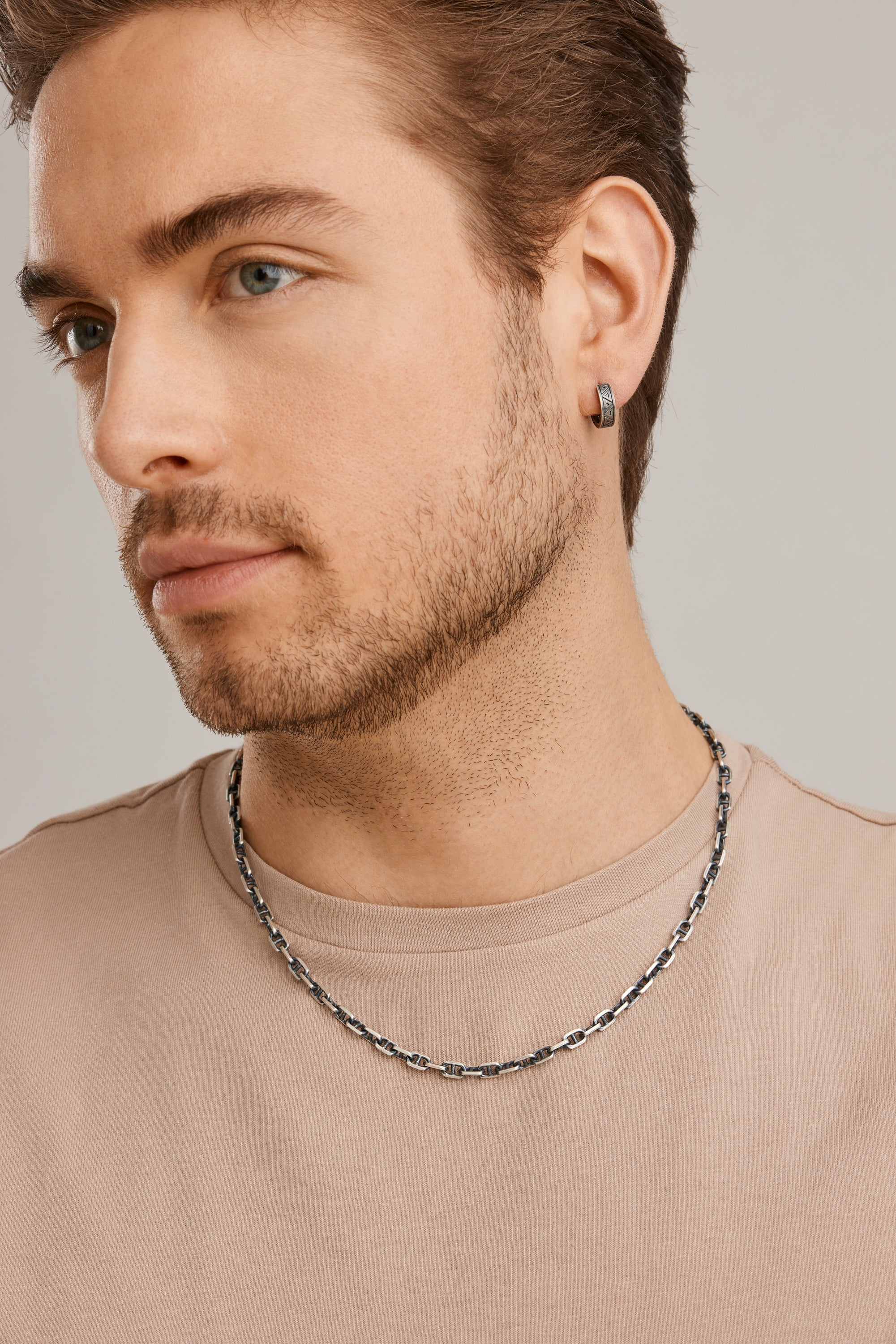 Single Creole 925 Silber matt oxidiert Dreiecke 41185105215582 – Bild 3