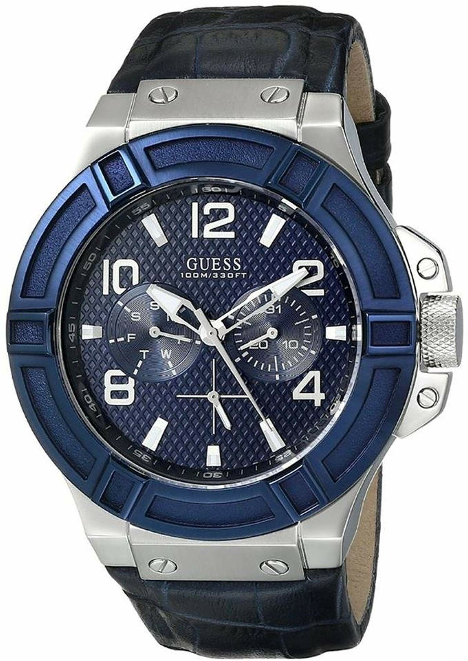Guess Herren Armbanduhr Multifunktion Rigor Lederarmband blau W0040G7 Guess Herren Armbanduhr Multifunktion Rigor Lederarmband blau W0040G7