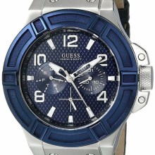 Guess Herren Armbanduhr Multifunktion Rigor Lederarmband blau W0040G7 Guess Herren Armbanduhr Multifunktion Rigor Lederarmband blau W0040G7