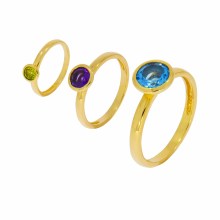 Zeeme Gemstone Silber 925 vergoldet mit Blautopas (beh.) Peridot Amethyst Ring-S... Zeeme Gemstone Silber 925 vergoldet mit Blautopas (beh.) Peridot Amethyst Ring-S...