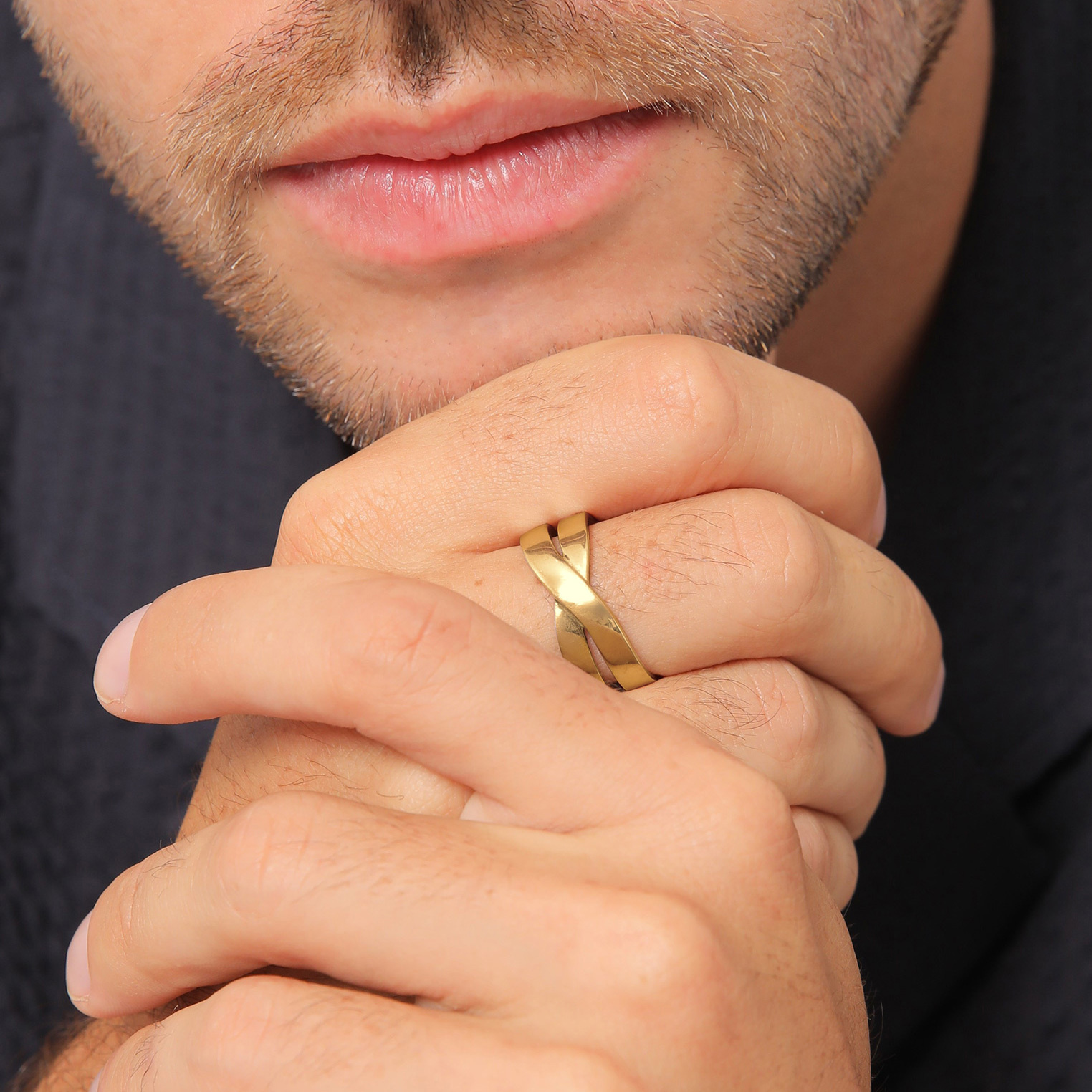 Ring Herren Bandring Überkreuz Look 925 Silber – Bild 3