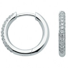 Damen 333 Weißgold Ohrringe  Creolen mit Zirkonia Ø 15,1 mm Damen 333 Weißgold Ohrringe  Creolen mit Zirkonia Ø 15,1 mm