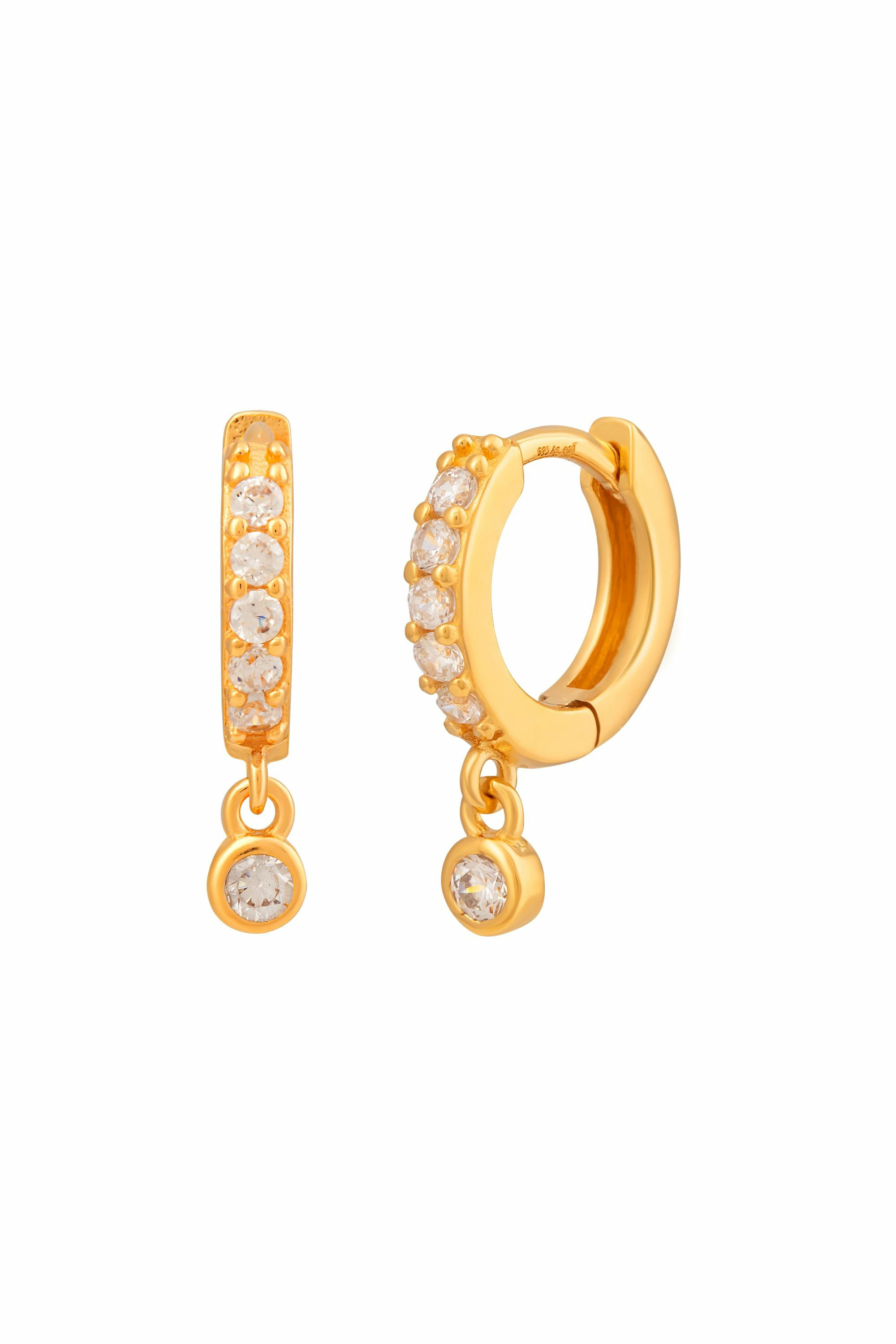 Creole 925 Sterling Silber vergoldet mit Zirkonia Anhänger 41185223049310 – Bild 3