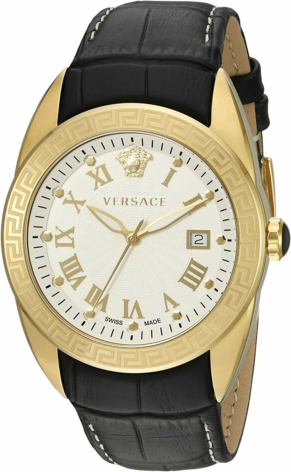 Versace Acron Herrenuhr Schwarz Leder Gold Stahl 42mm V-Sport II VFE130015 Versace Acron Herrenuhr Schwarz Leder Gold Stahl 42mm V-Sport II VFE130015