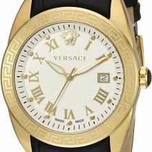 Versace Acron Herrenuhr Schwarz Leder Gold Stahl 42mm V-Sport II VFE130015 Versace Acron Herrenuhr Schwarz Leder Gold Stahl 42mm V-Sport II VFE130015