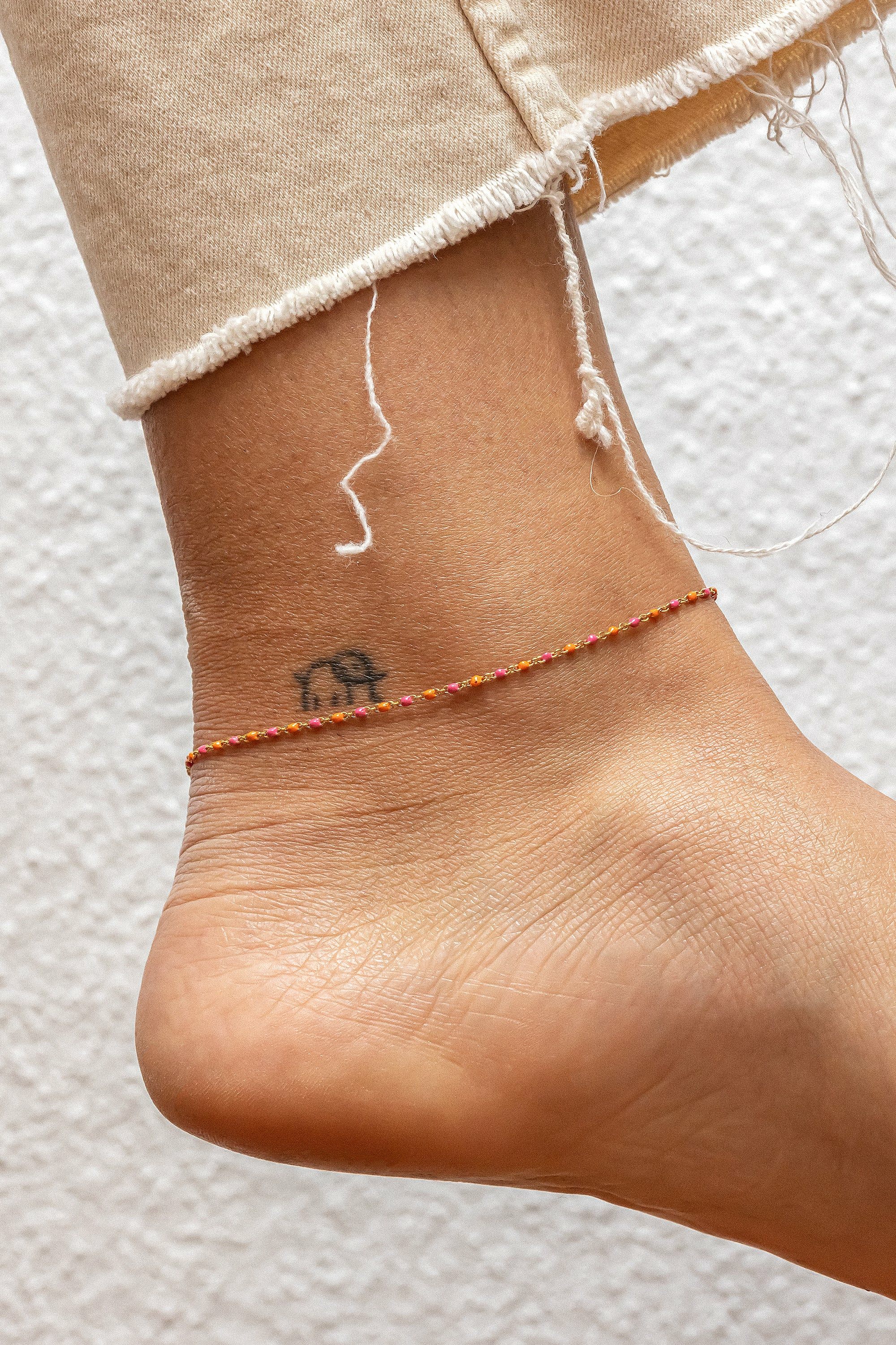 Fußkette 925  Silber vergoldet Email in pink und orange 41185185431646 Fußkette 925  Silber vergoldet Email in pink und orange 41185185431646